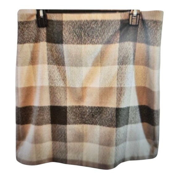 LOFT PLAID SKIRT, SIZE 10, NEUTRAL COLORS CLASSIC VERSATILE FALL - Picture 1 of 8